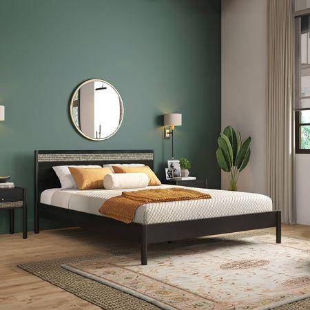 Gaku Solid Wood Queen Size Bed In Semi Gloss Finish