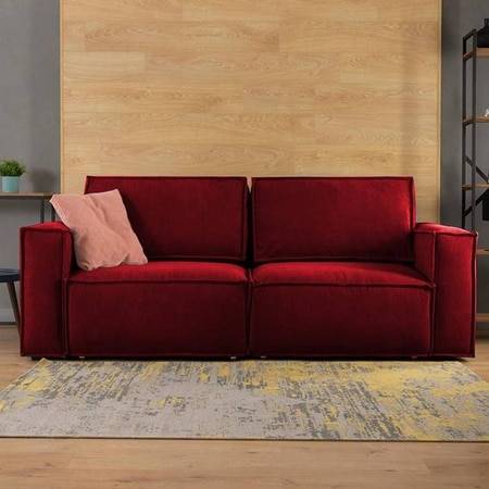 Skult 3 Pull Out Sofa Cum Bed In Maroon Colour