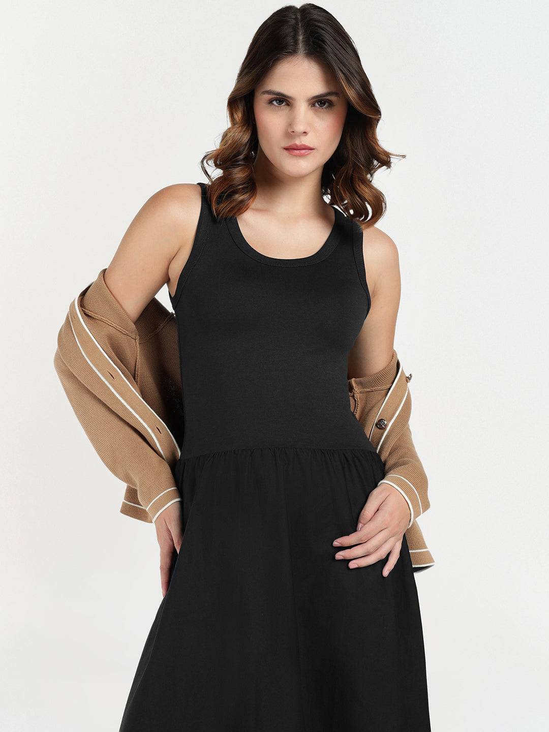 Gant Women Black Solid Crew Neck Dress