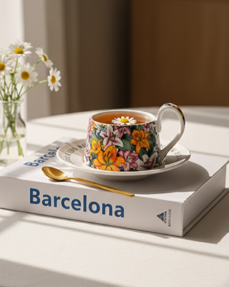 Sunrise Blossom Tea Cup With Saucer