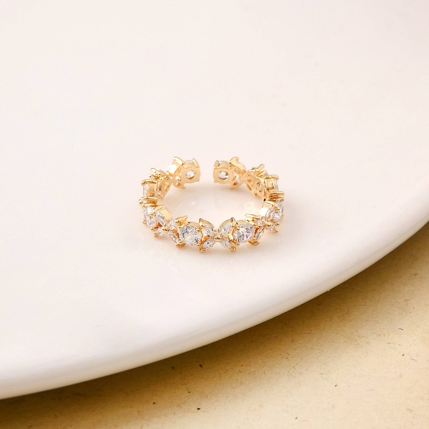 Geometric Floral Gold Ring