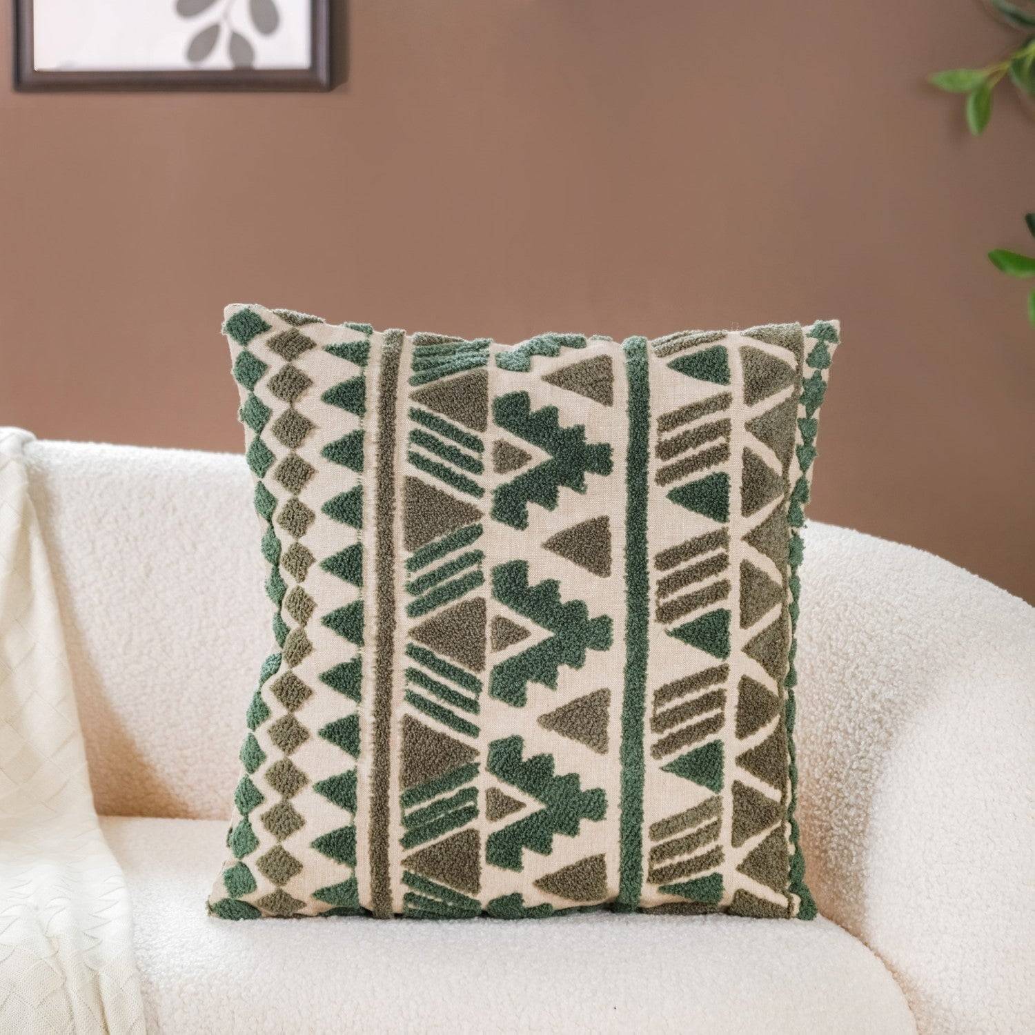 Geometric Tufted Cushion Cover 16x16 Inch