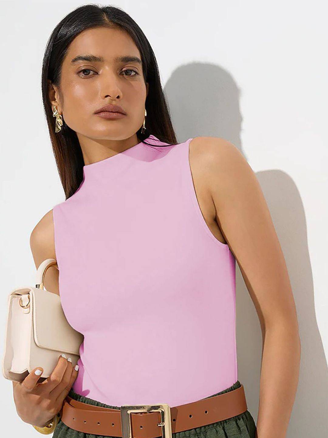 Kotty Women High Neck Sleeveless Fitted Top