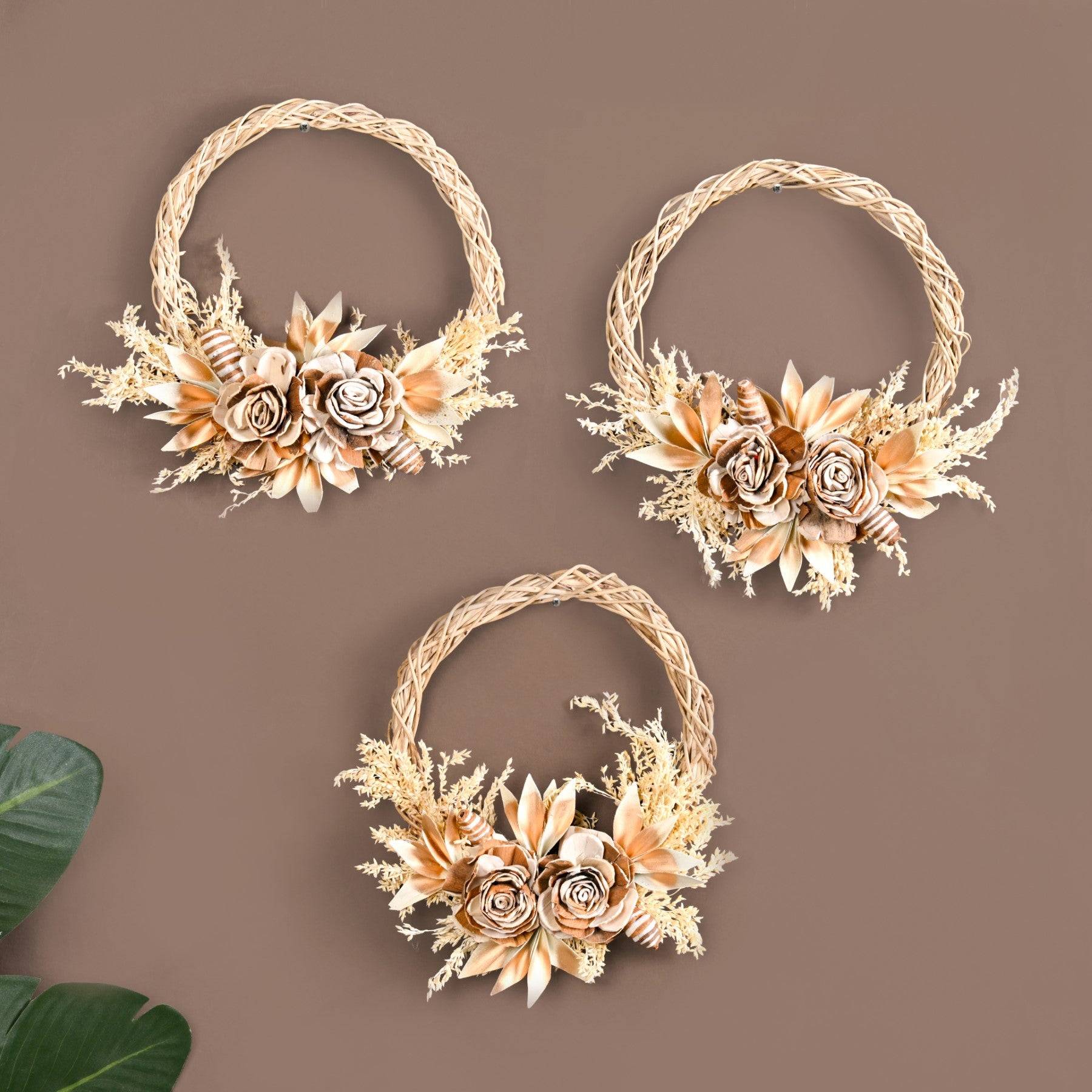 Golden Harvest Bloom Sustainable Flower Wreath Set Of 3