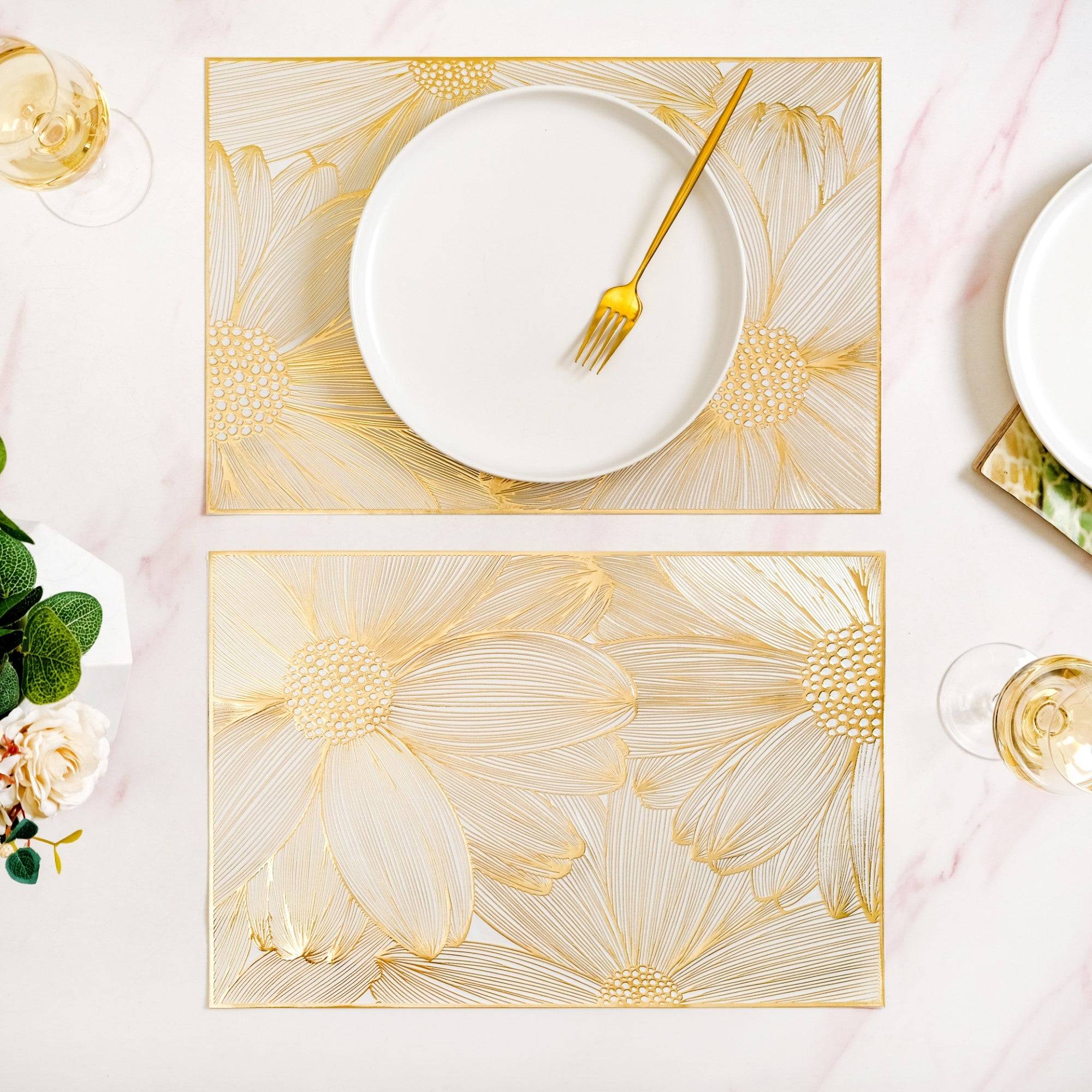 Luxe Golden Petals Table Mat Set Of 6