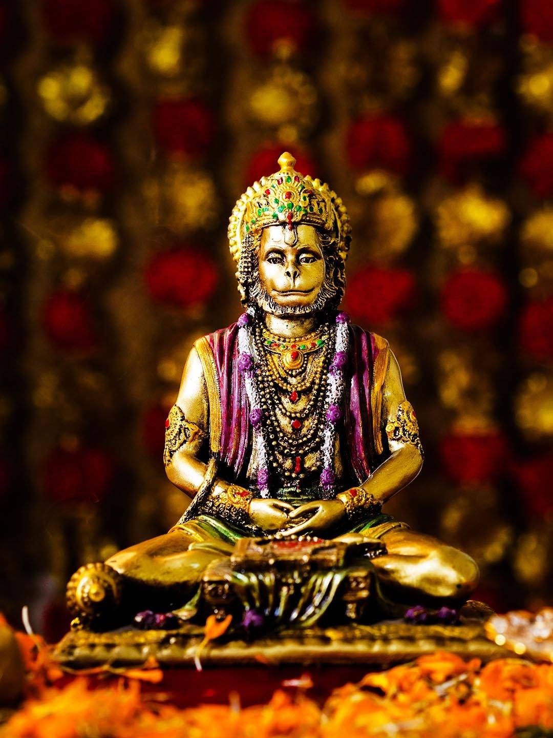 Golden and Maroon Hanuman Idol Showpiece
