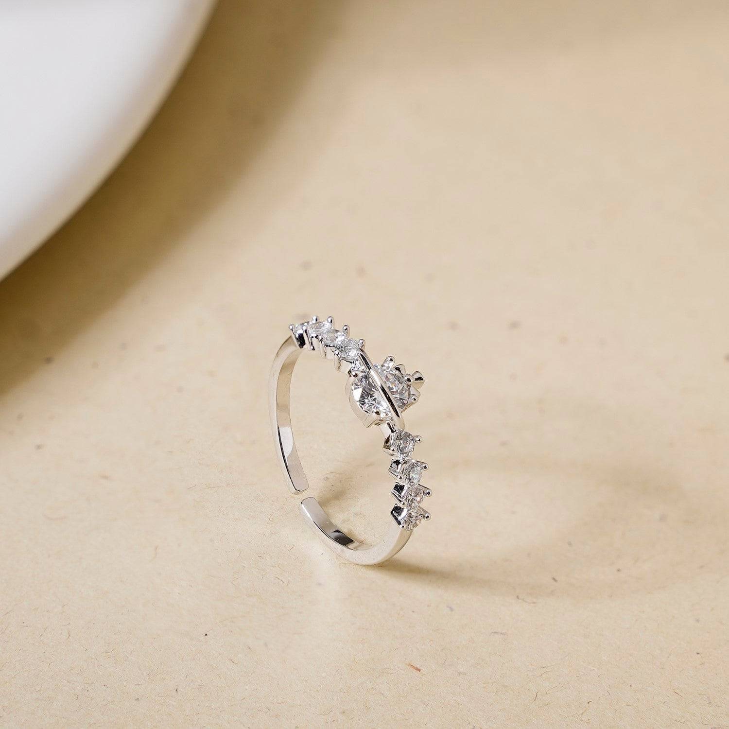 Gracefully Radiant Silver Solitaire Ring