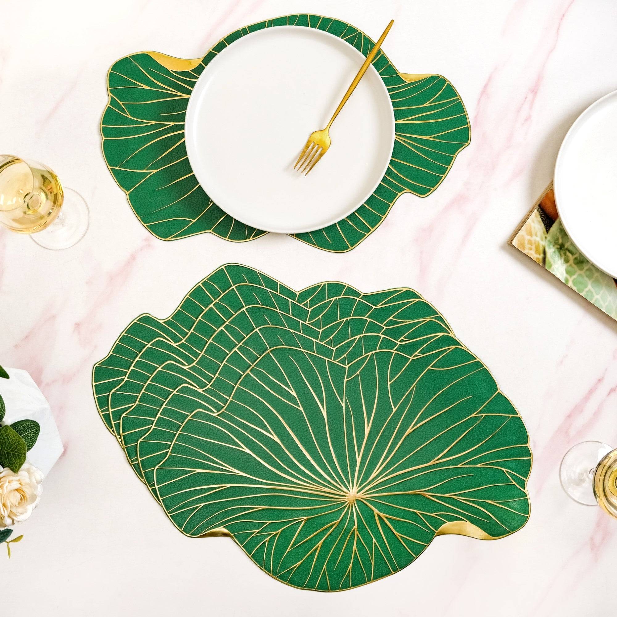 Lily Pad Placemats For Dining Table Green Set Of 6