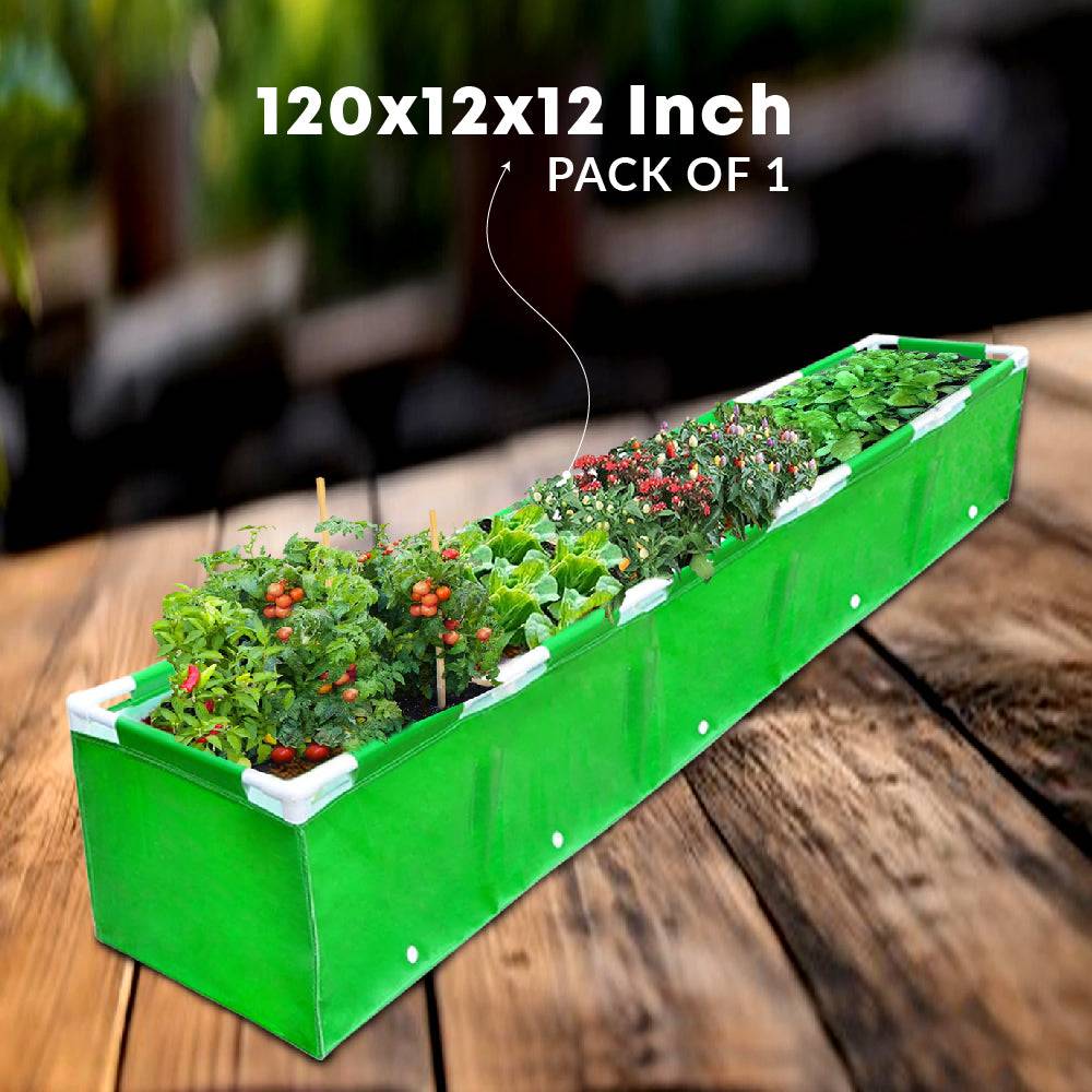Casa De Amor HDPE UV Protected 260 GSM Green Grow Bags Rectangular Suitable for Vegetable Terrace Gardening (10x1x1 Feet, Pack of 1)