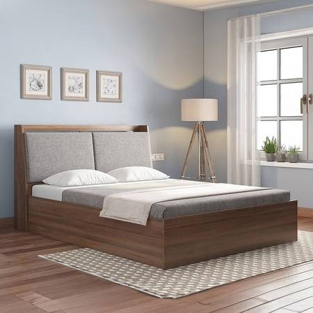 Tyra King Size Bed Box Storage In Classic Walnut Finish