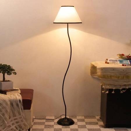 Isla Multicolour Fabric Floor Lamp with Black Iron Base