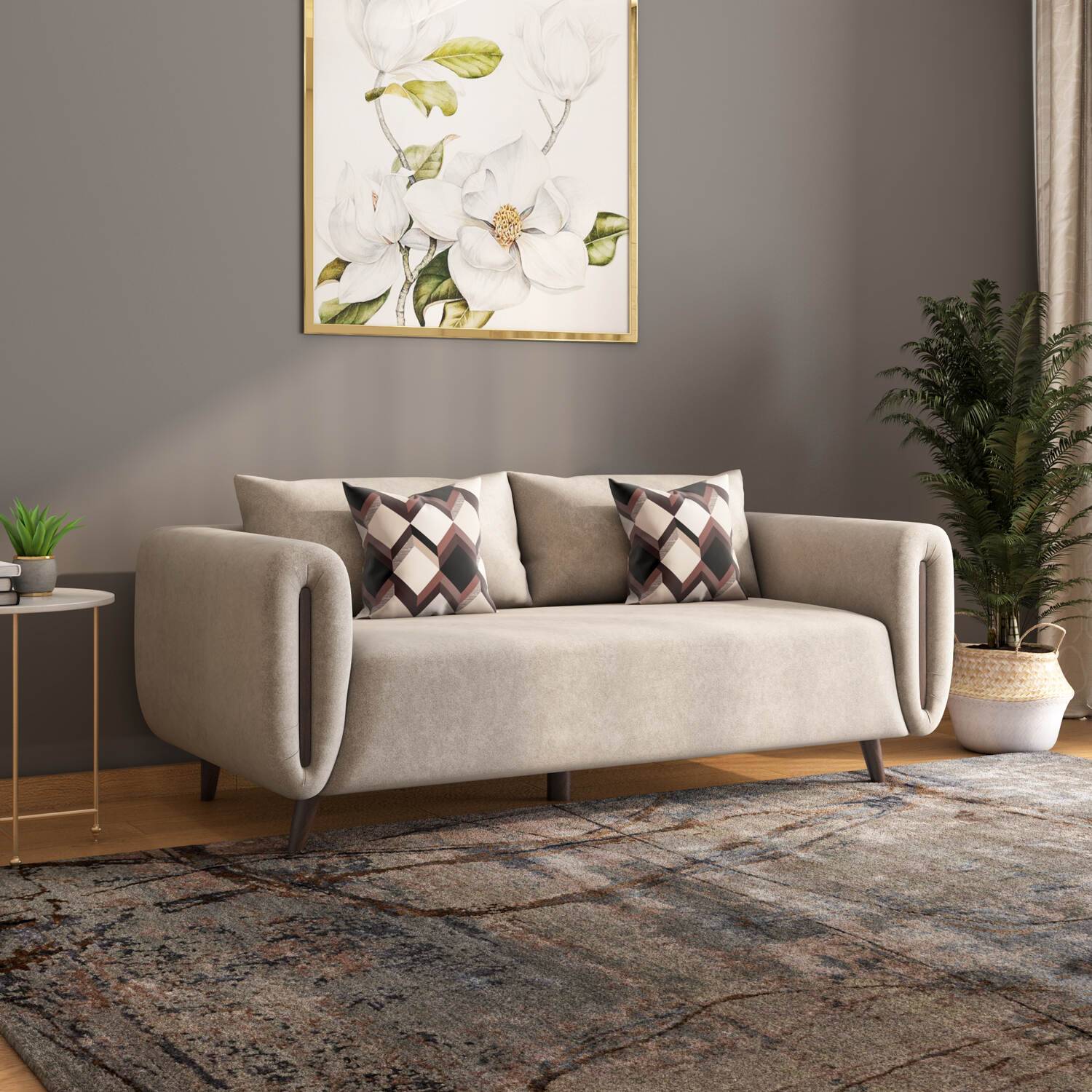 Harper 3 Seater Fabric Sofa- Beige