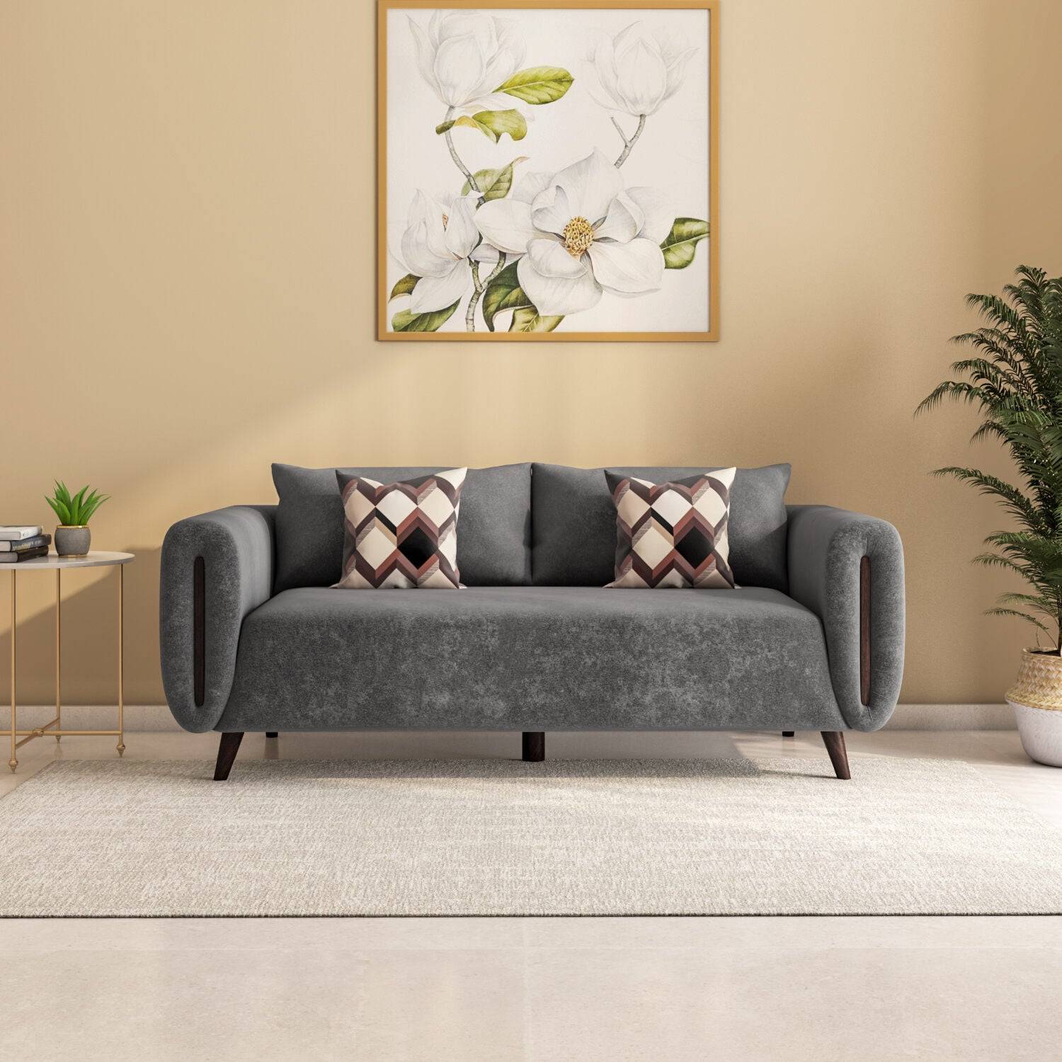 Harper 3 Seater Fabric Sofa- Grey