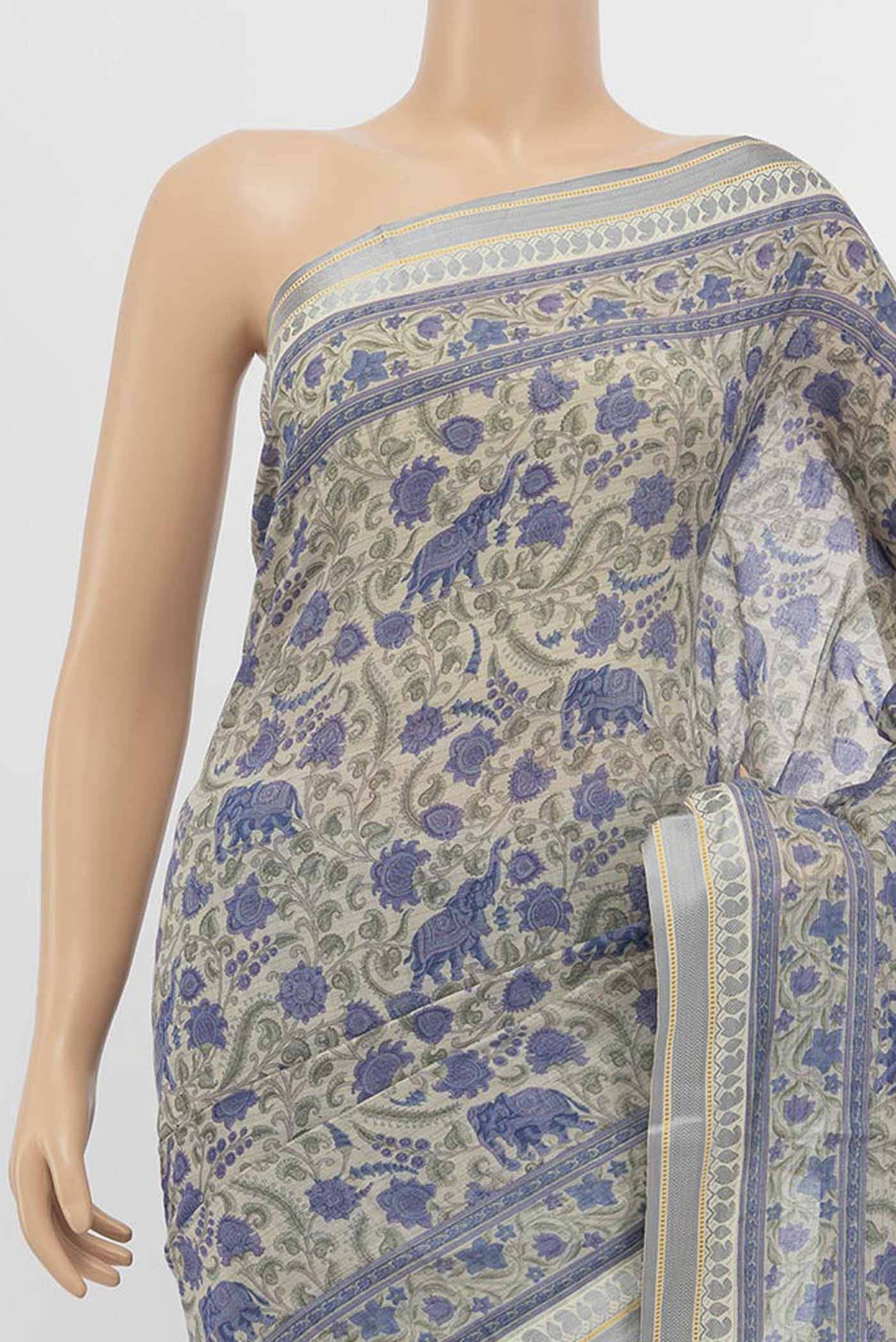 Grey Cotton Saree Buy at ₹7541