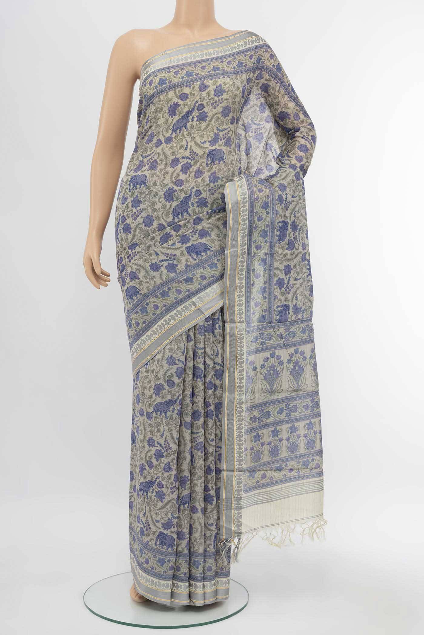 Grey Cotton Saree Buy at ₹7541