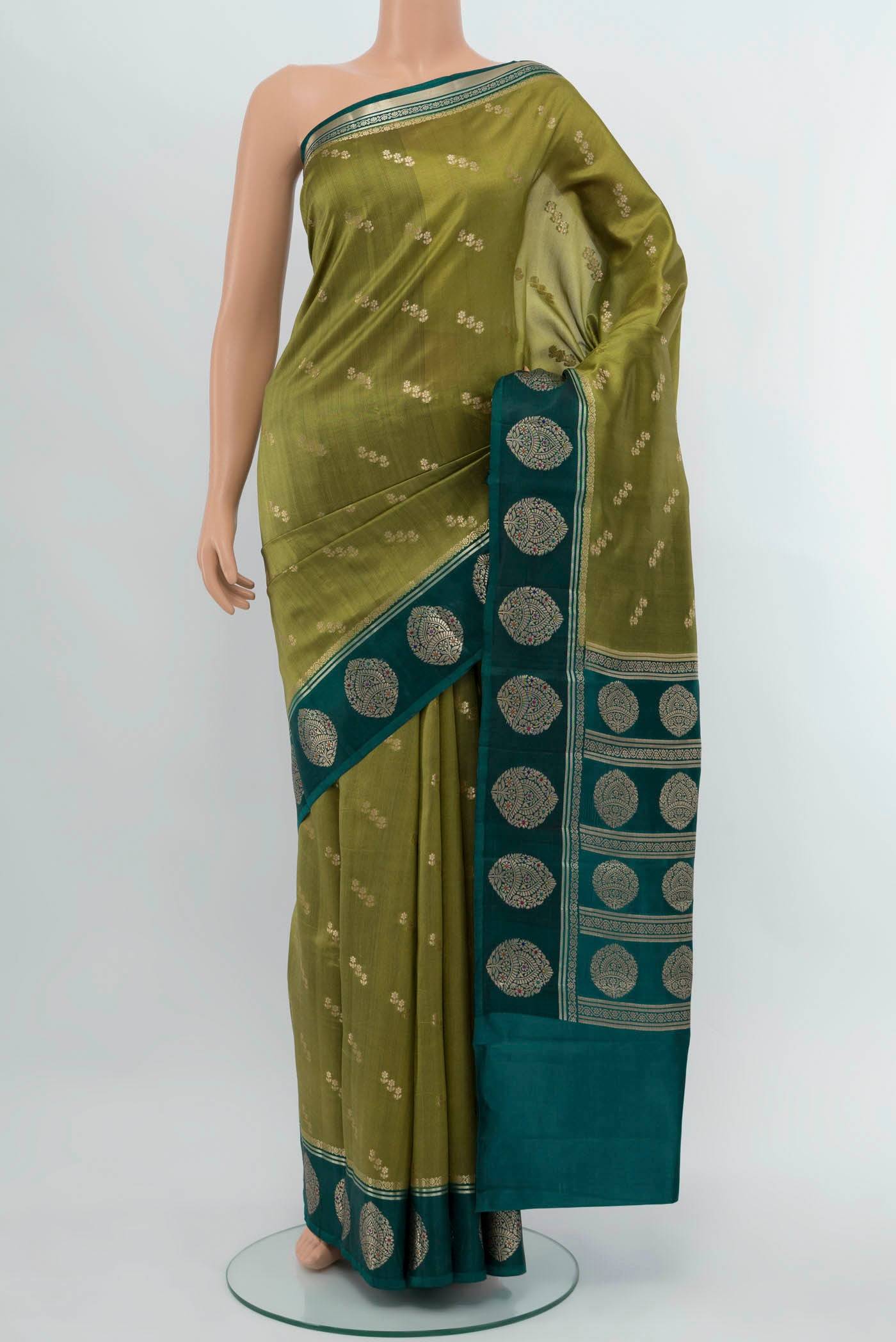 Mehandi Green Banarasi Raw Silk Saree Buy at ₹9194