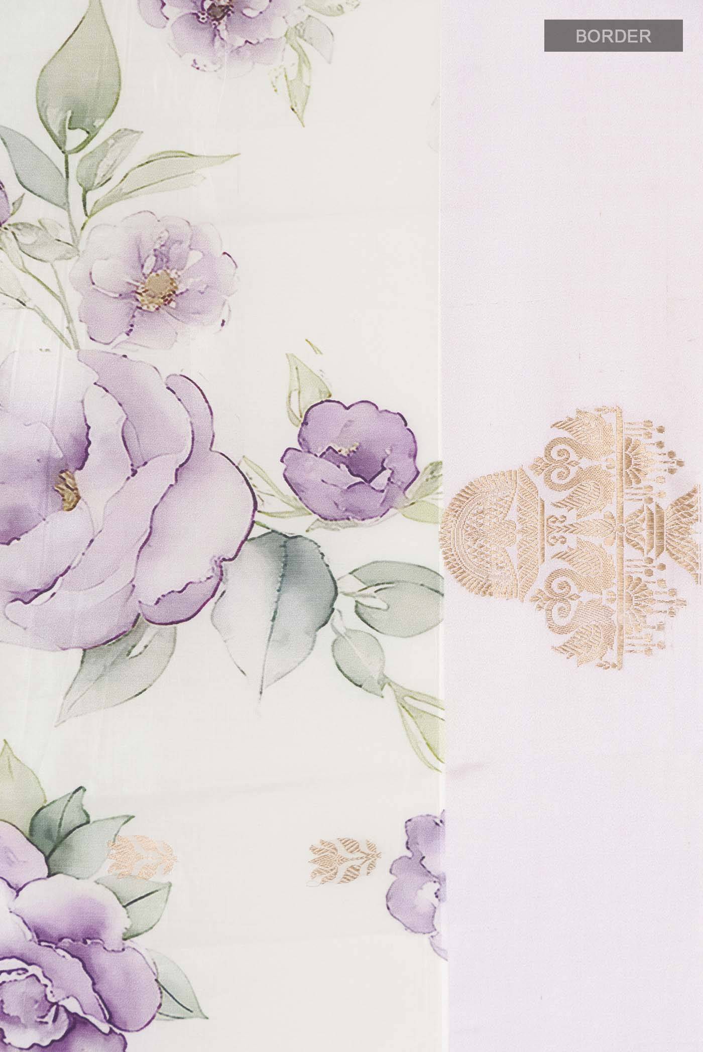 White Banarasi Katan Silk Saree Buy at ₹23178