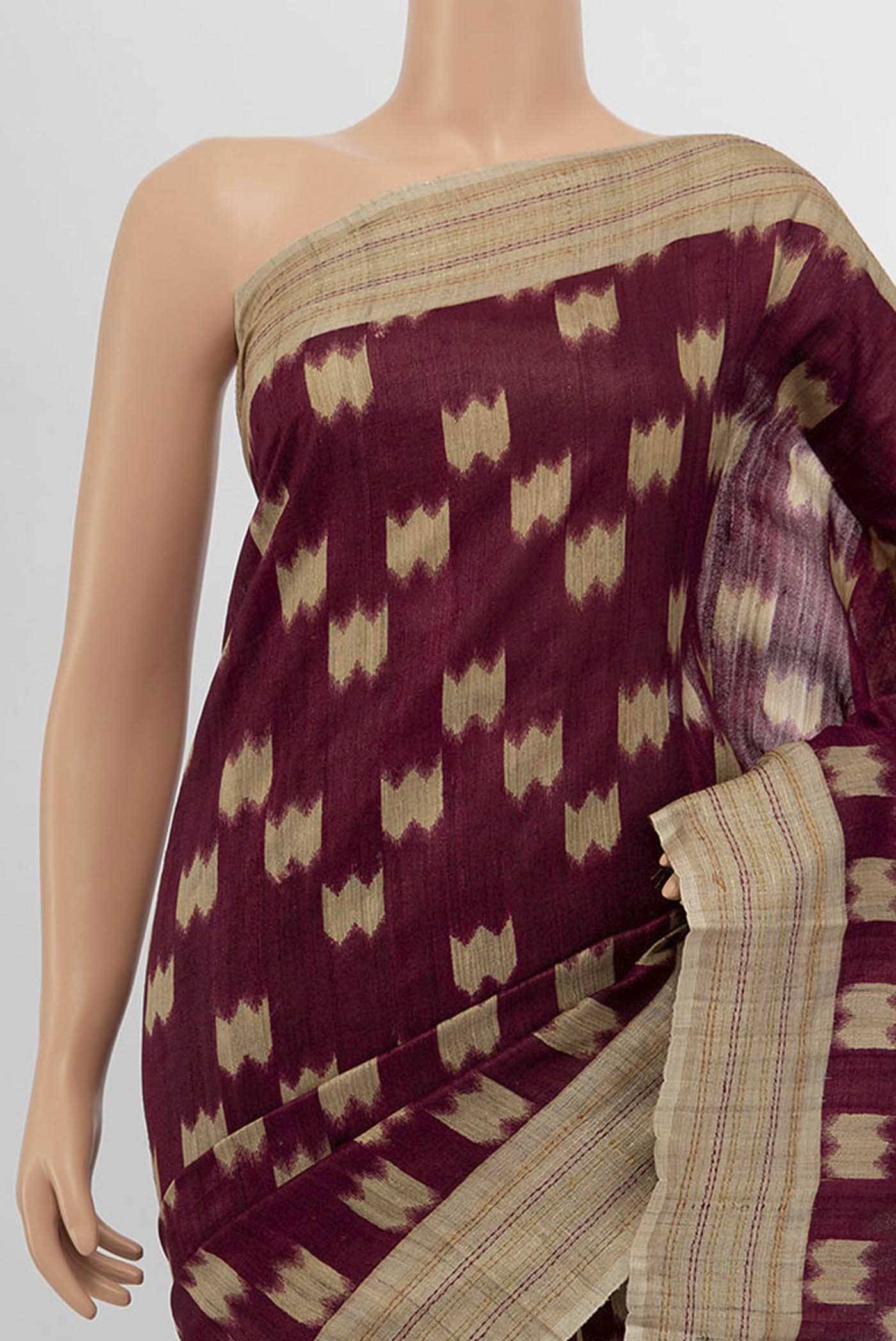 Maroon Dual Tone Tussar Silk Saree Buy at ₹12973