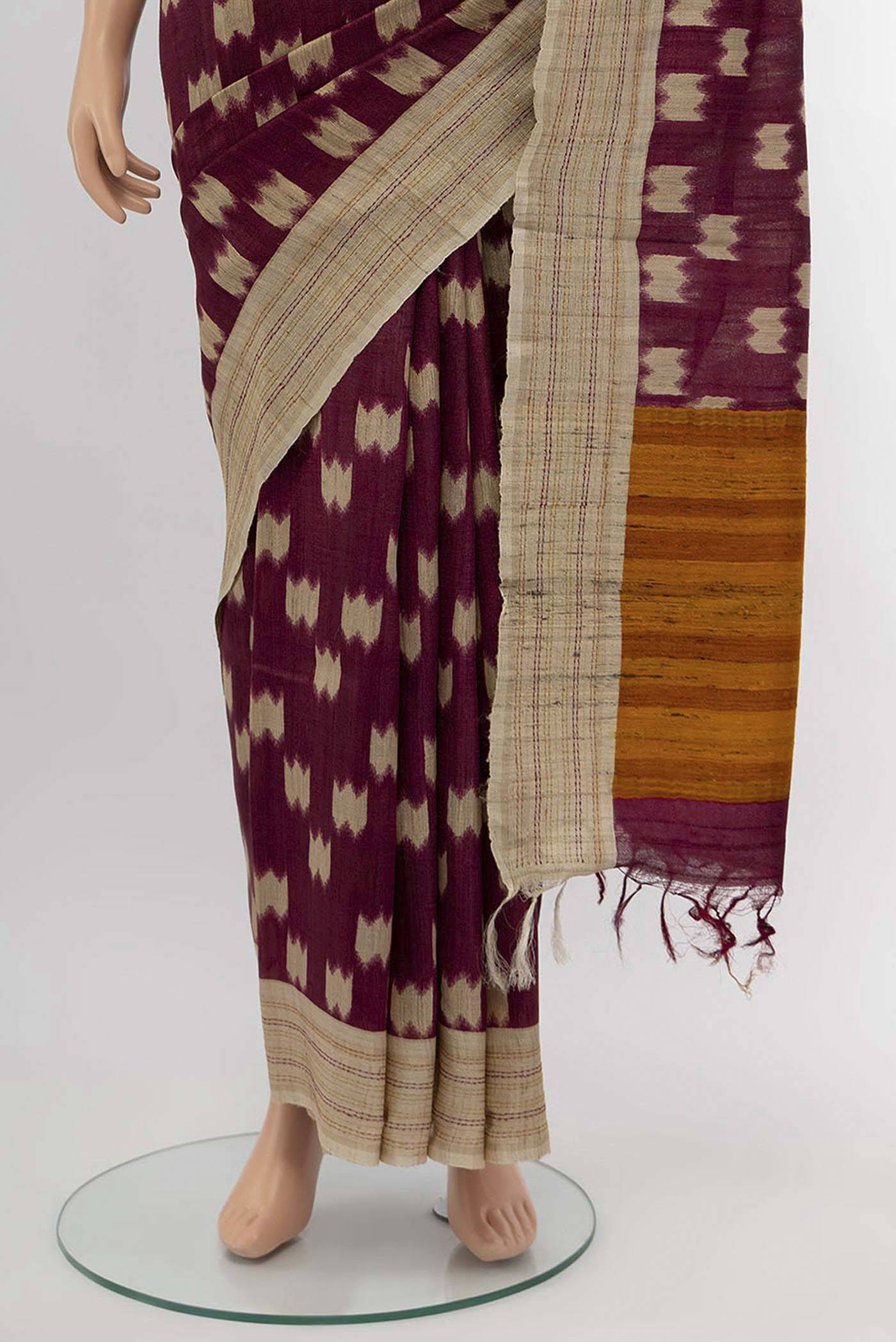 Maroon Dual Tone Tussar Silk Saree Buy at ₹12973