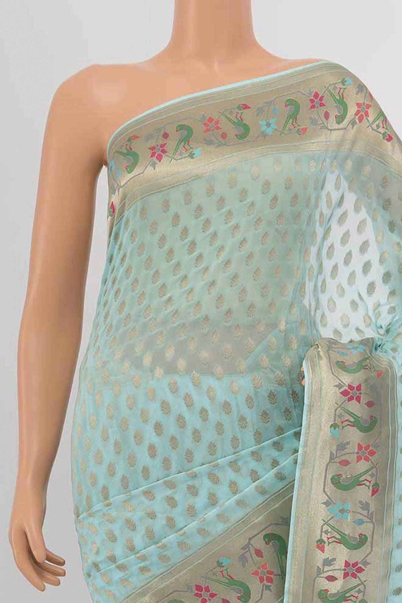 Sky Blue Georgette Saree Buy at ₹7993