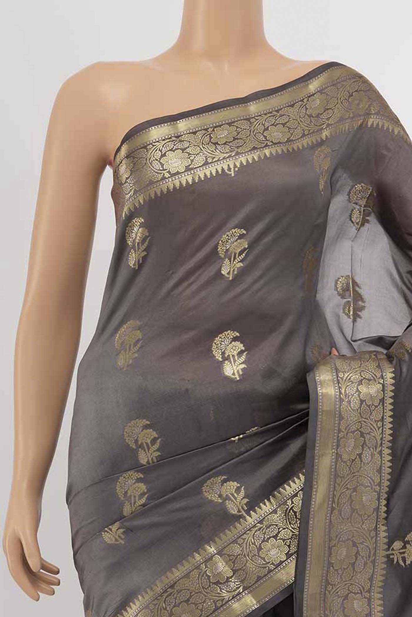 Grey Banarasi Raw Silk Saree Buy at ₹6768