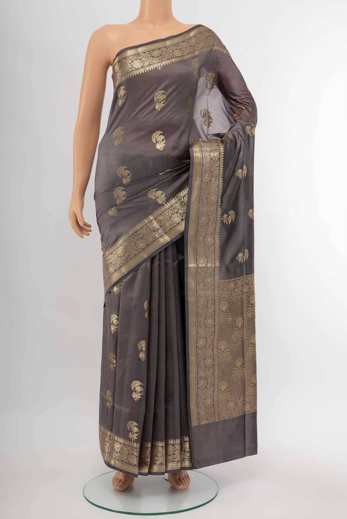 Grey Banarasi Raw Silk Saree Buy at ₹6768