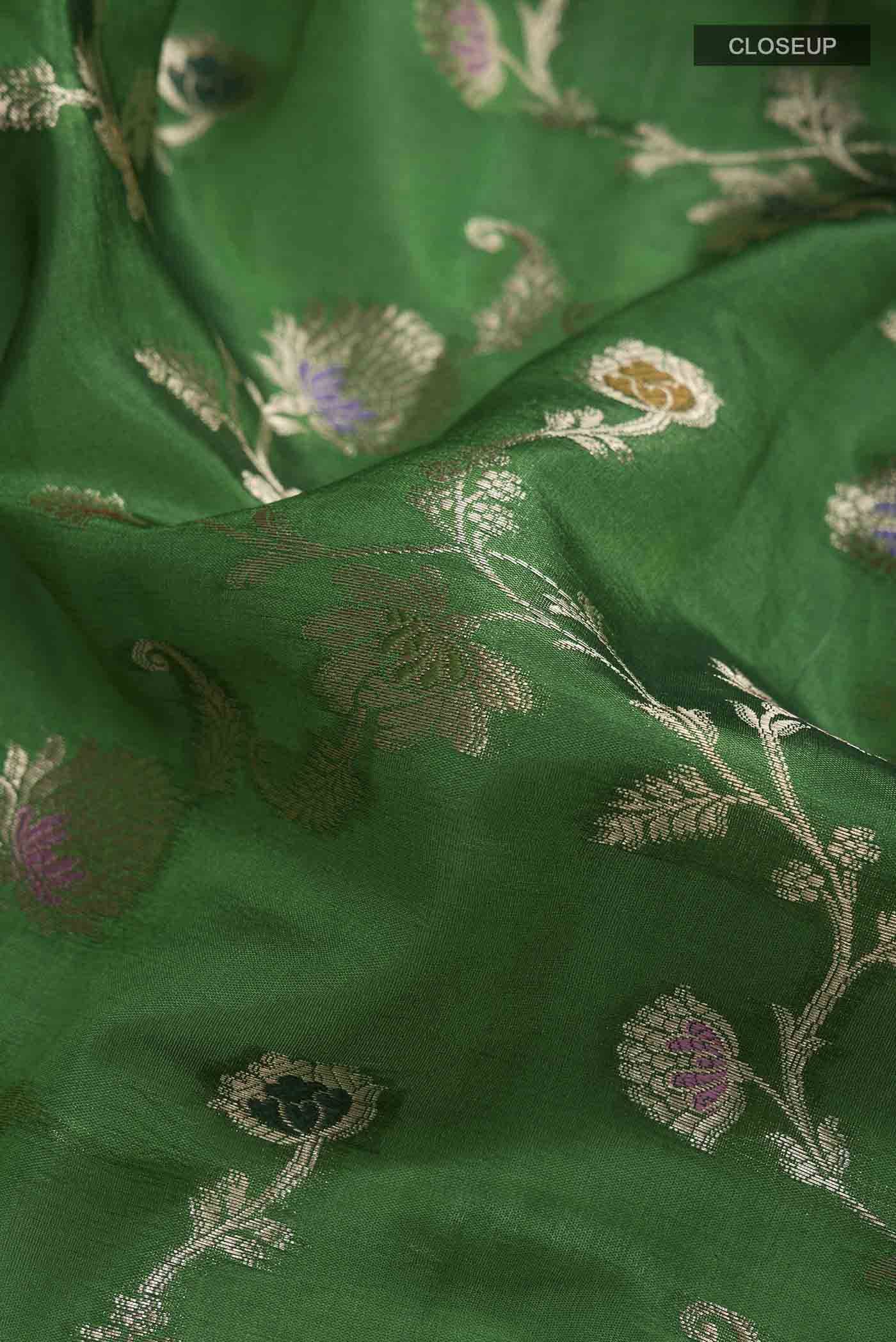 Green Banarasi Raw Silk Saree Buy at ₹6768
