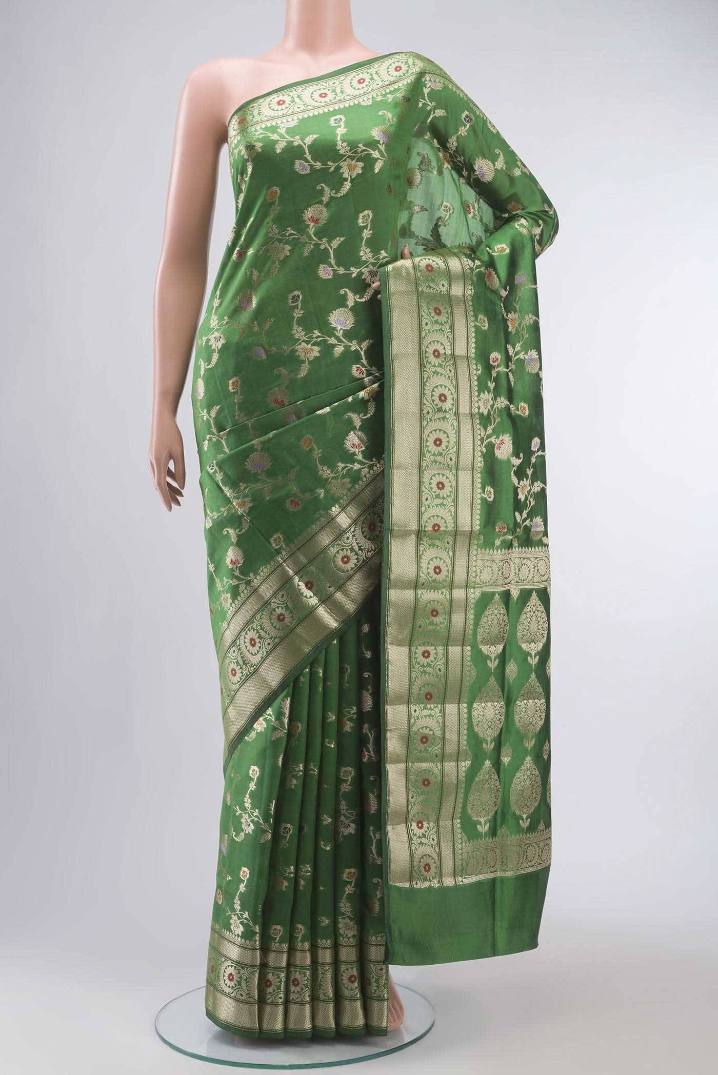 Green Banarasi Raw Silk Saree Buy at ₹6768