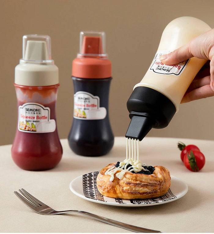 5 Hole Squeeze Sauce Bottle (280ML) – Portable Plastic Sauce Dispenser with Lid | Buy 1 Get 1 Free, Condiment & Dressing Bottle Buy @ ₹99