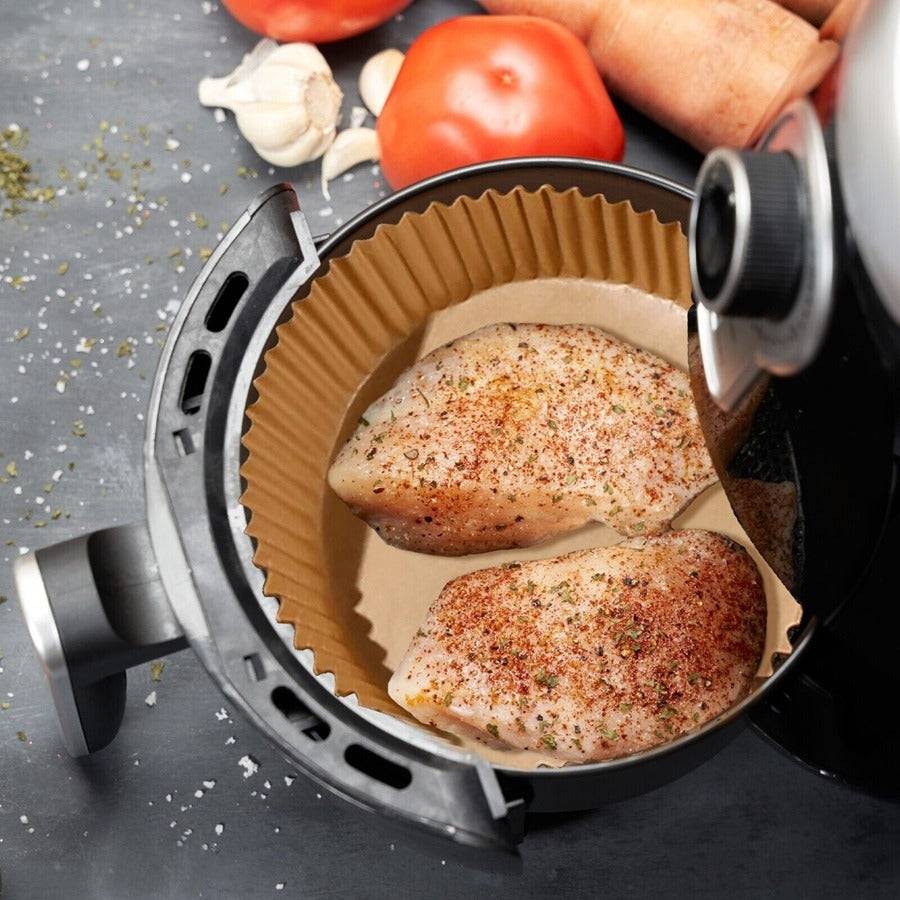 Air Fryer Paper Liners – Non-Stick, Disposable Parchment Sheets for Oil-Free Cooking (Pack of 50pcs) Buy @ ₹149