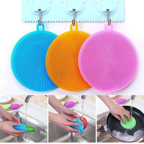5 Pcs Silicone Dish Scrubber – Reusable Non-Scratch Kitchen Cleaning Pads for Washing Dishes, Pots, Pans & Fruits (Random color) Buy @ ₹99