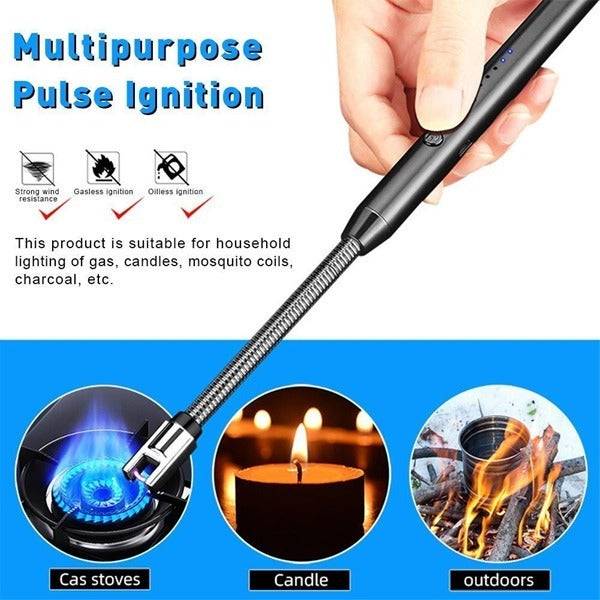 USB Rechargeable Lighter, Rechargeable Electric Gas Lighter Plasma Flameless Windproof USB Lighter 360° Flexible Neck Arc to Light Puja Lamps, Gas Stove, Candles Buy @ ₹249