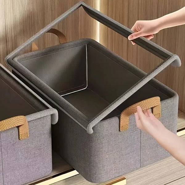 Foldable Storage Organizer Basket with Lid – Transparent Fabric Closet & Wardrobe Storage Box for Clothes(Pack of 1) Buy @ ₹299