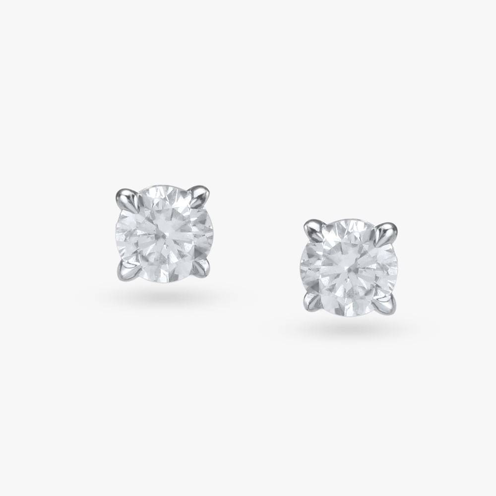 Crowned Charm Solitaire Stud Earrings