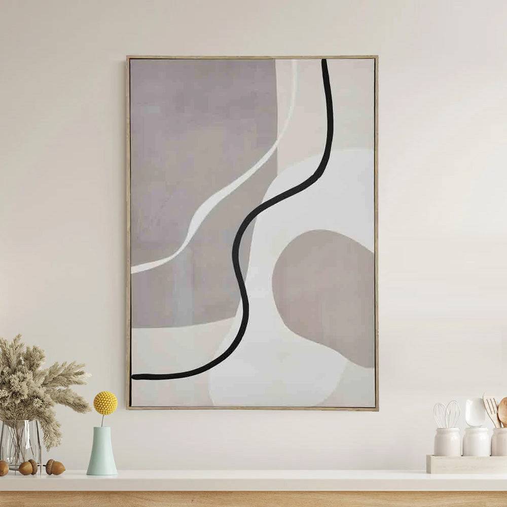 Abstract Lines Decorative Wall Painting- Beige & Cream