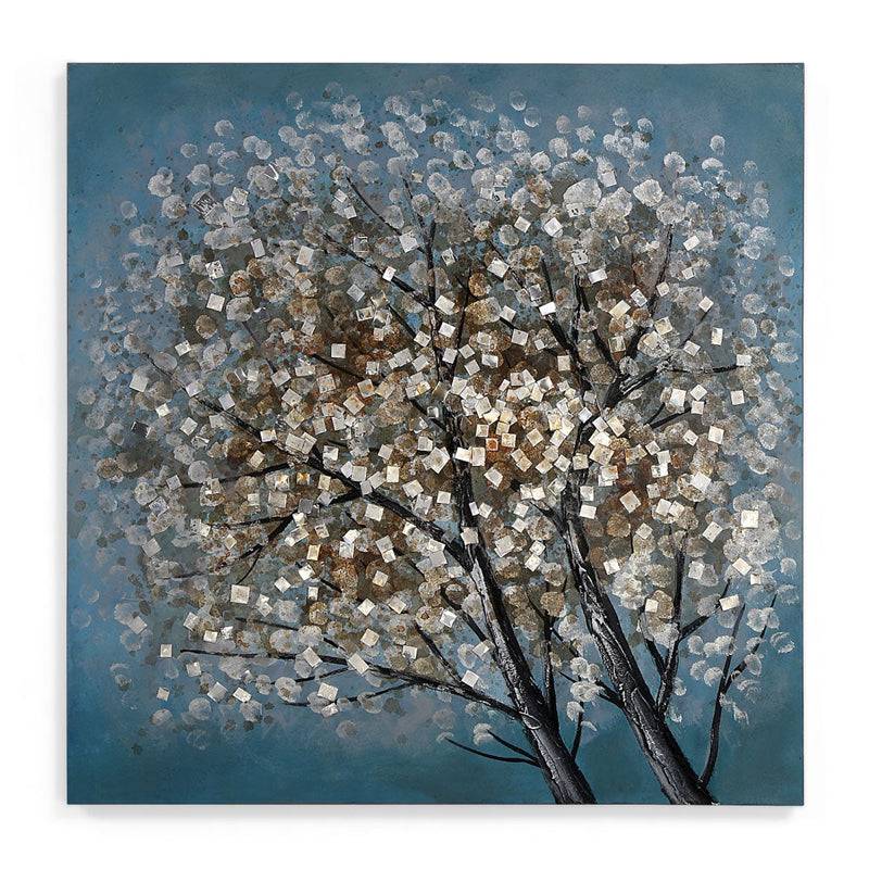 Floral Tree Emboss Painting- Sea Green