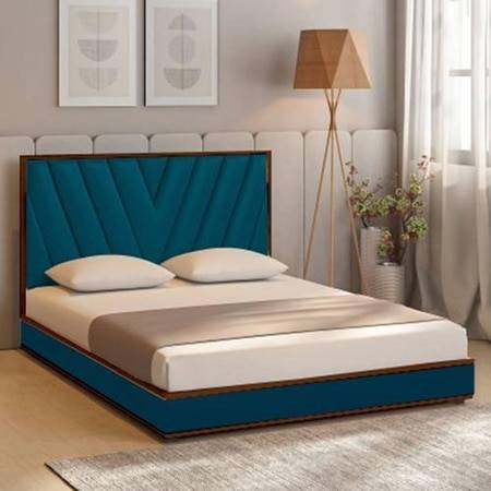 Vincent Engineered Wood Queen Size Non Storage Bed In Provincial Teak Finish