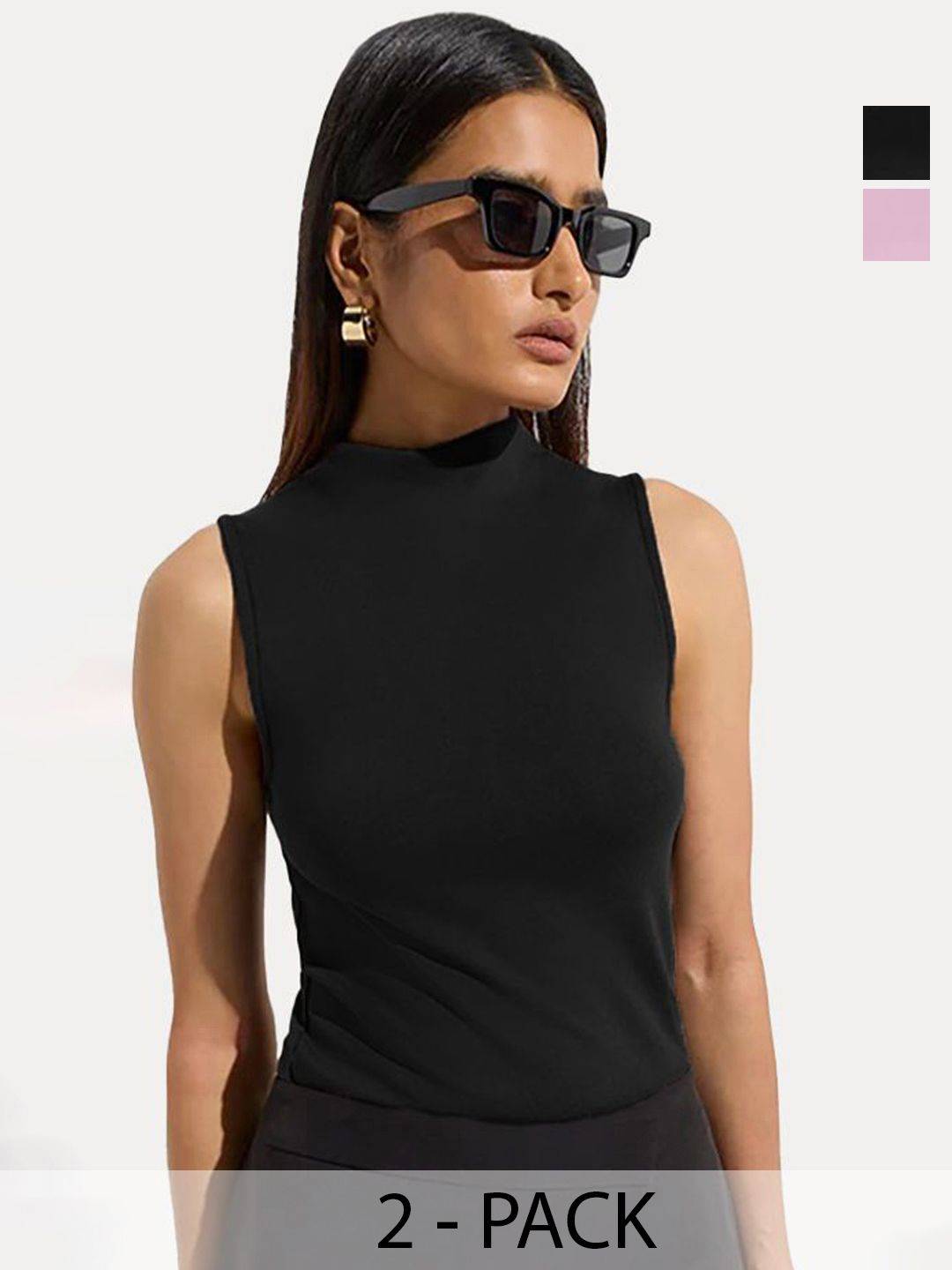 Kotty Women Pack Of 2 High Neck Sleeveless Top