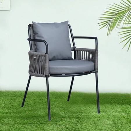 Paola Outdoor Accent Patio Weaving Chair Gun Metal in Grey