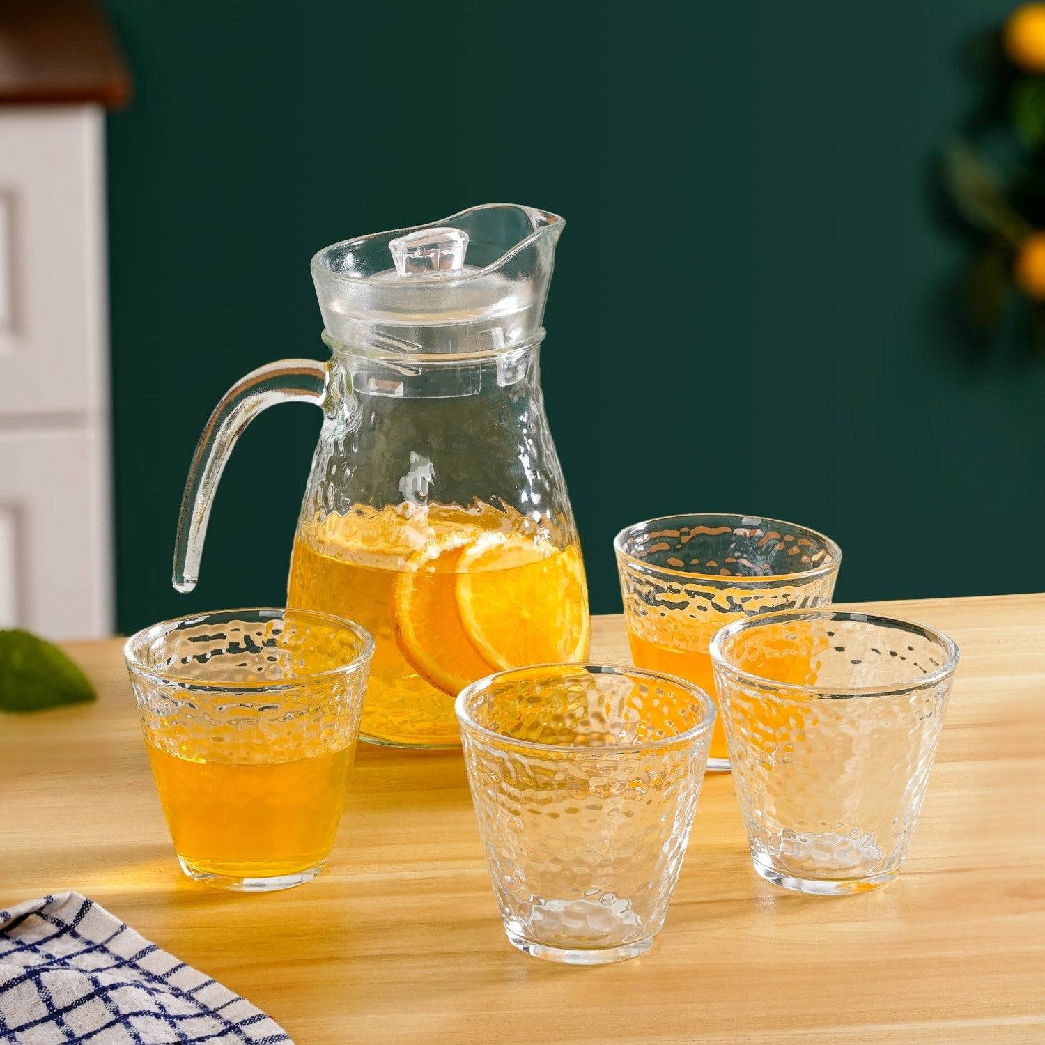 Glass Jug And Tumbler Set Of 5