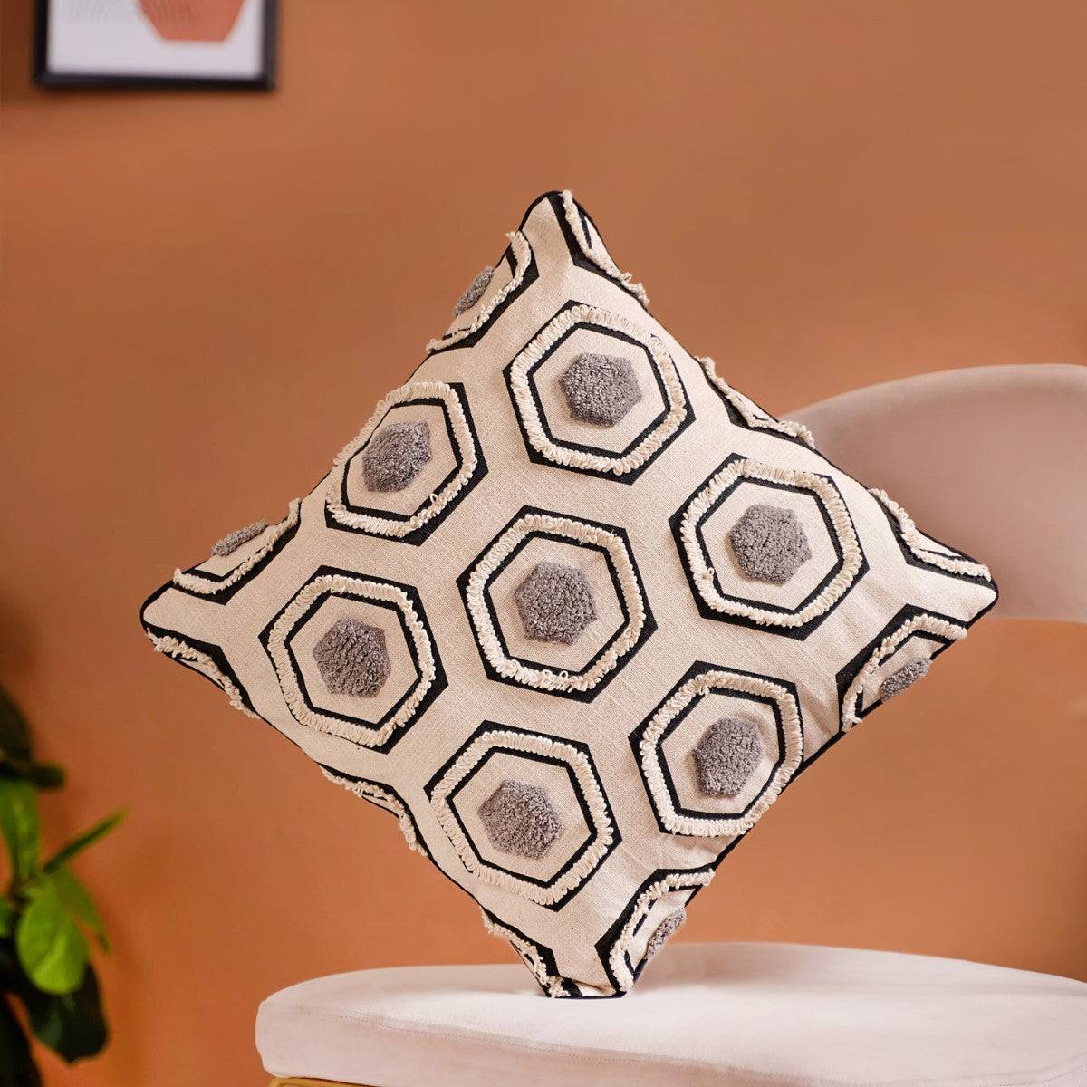 Hexagon Pattern Accent Cushion Cover 15x15 Inch