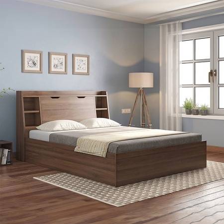 Scott King Size Box Storage Bed in Classic Walnut Finish