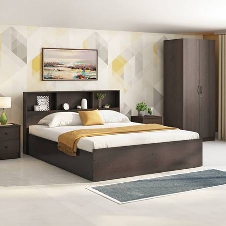 Jasper Engineered Wood King Size Box Storage Bed In Dark Wenge Finish