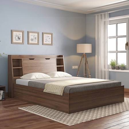 Scott Queen Size Box Storage Bed in Classic Walnut Finish