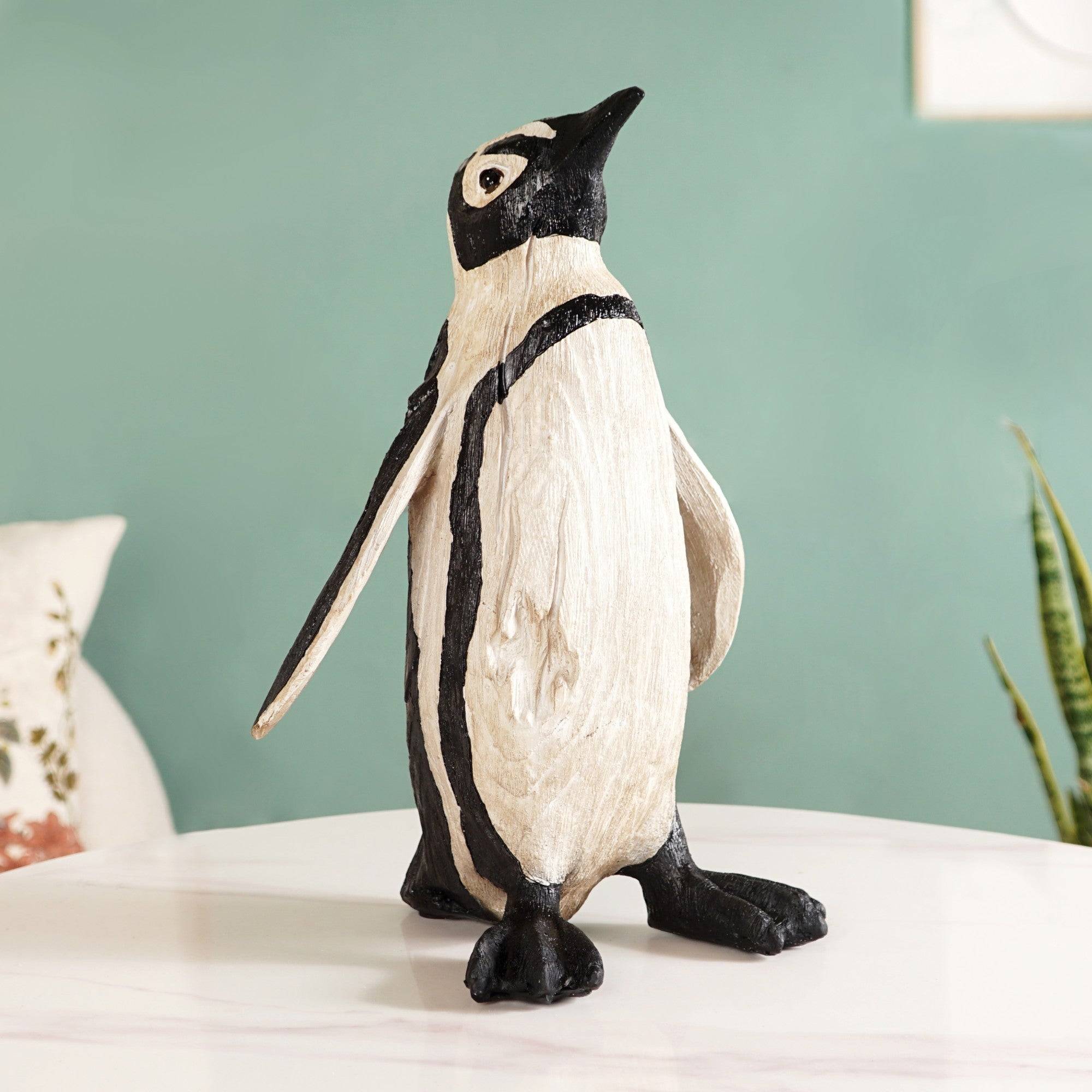 Humboldt Penguin Wooden Carved Finish Resin Decor Large