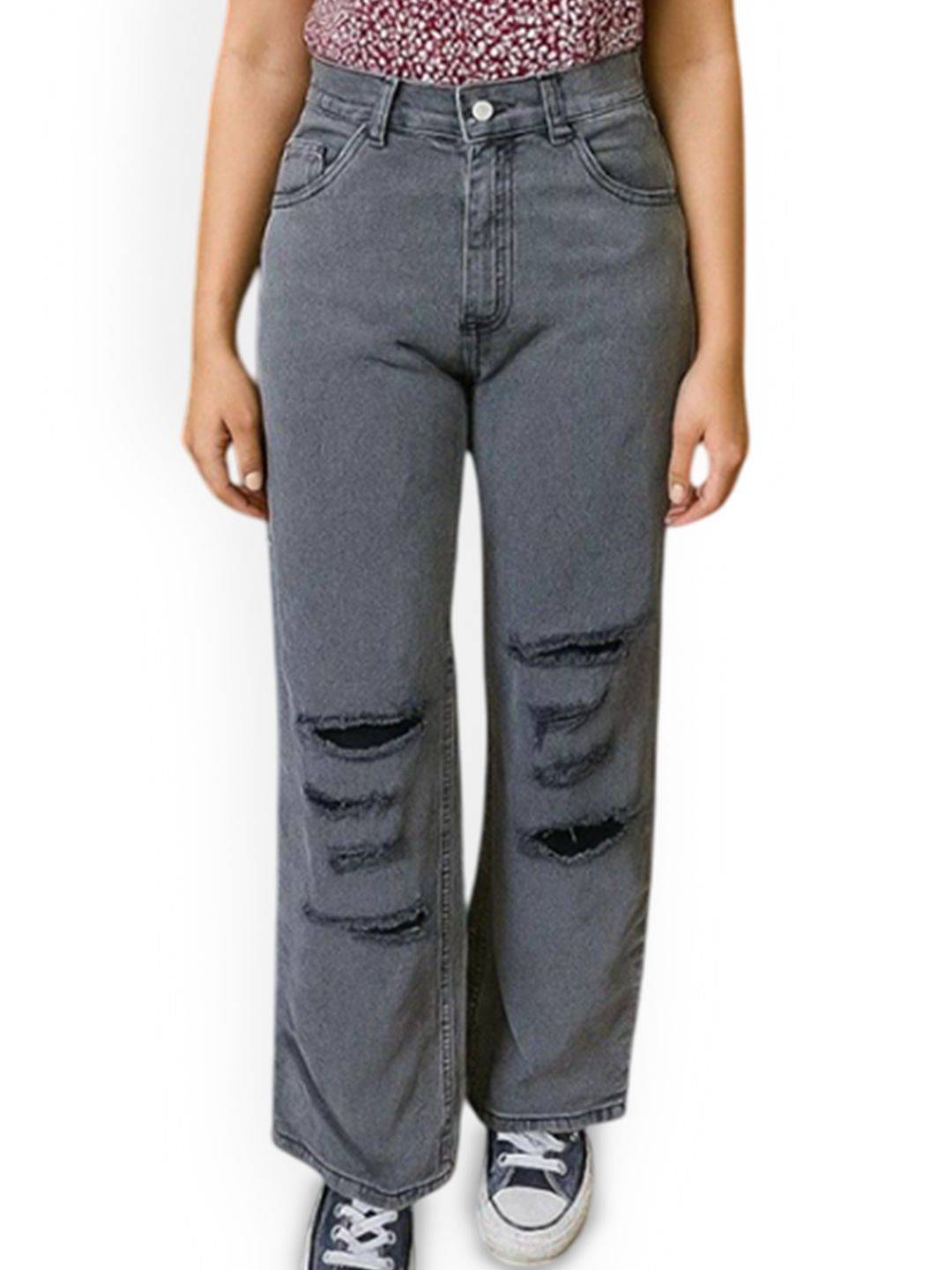 Kotty Women High-Rise Highly Distressed Straight Fit  Stretchable Jeans