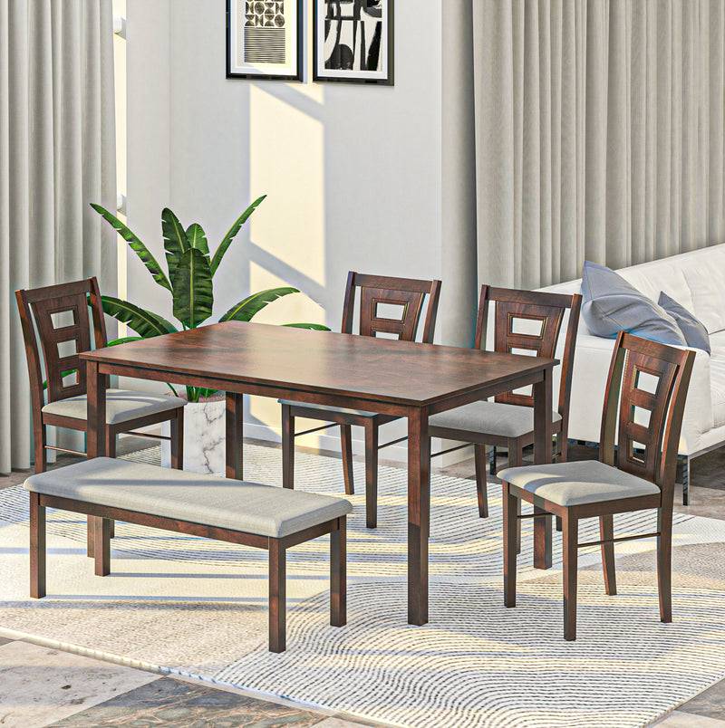 Bella 6 Seater Dining Set with Bench (Antique Cherry)