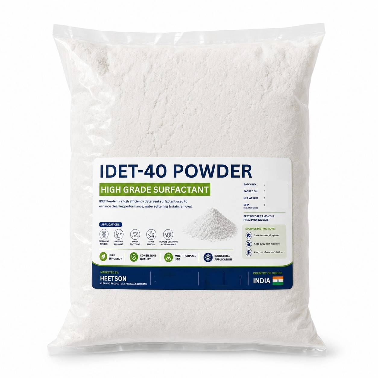 IDET-40 (Acid Slurry Substitute) Industrial Detergent Powder for High Foaming and Cleaning