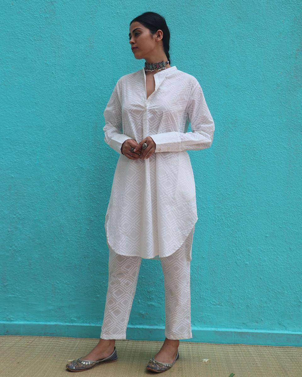 Ginevra Cotton Kurta Set - Safed