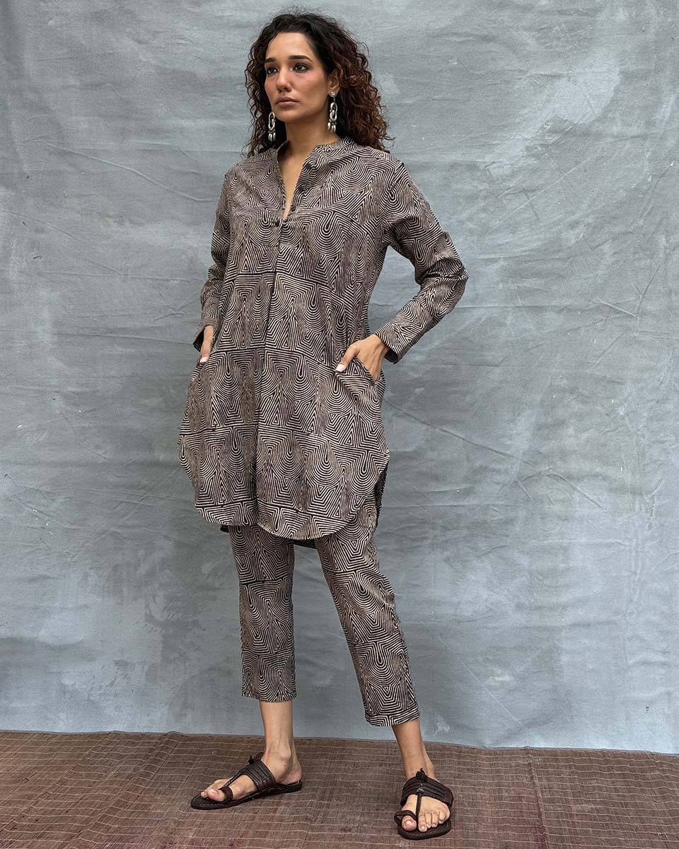 Leaves & Light Blockprinted Cotton Kurta Set